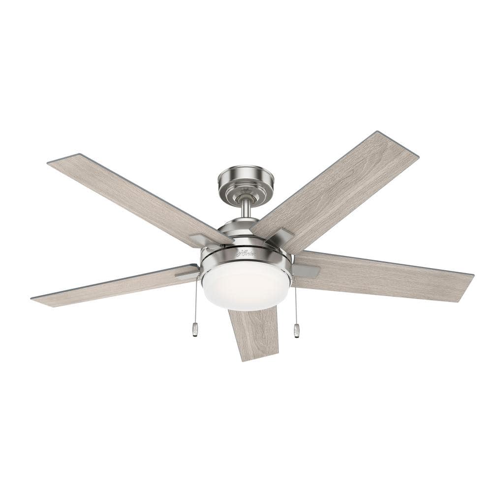 Hunter Barlett Ceiling Fan 52 Brushed Nickel Light Gray Oak