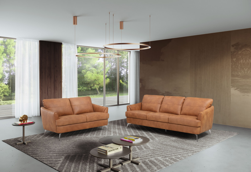 ACME Safi Loveseat  Cappuccino Leather   Midcentury   Loveseats   by Acme Furniture  Houzz