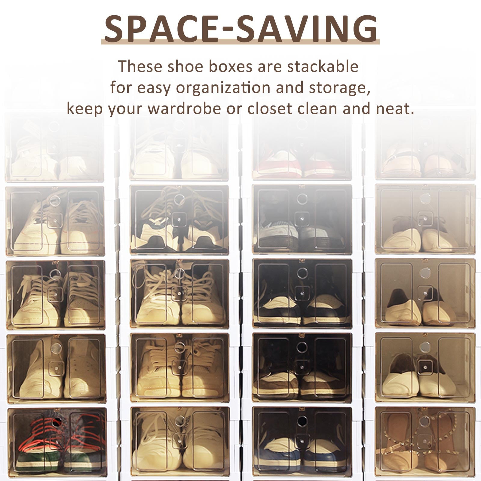 Shoes Box Installation-free Organizer Containers Drawer with Lids, Sneaker Storage Cabinet, Space Saving Bins Shoes Rack for Closet, Entryway, Room