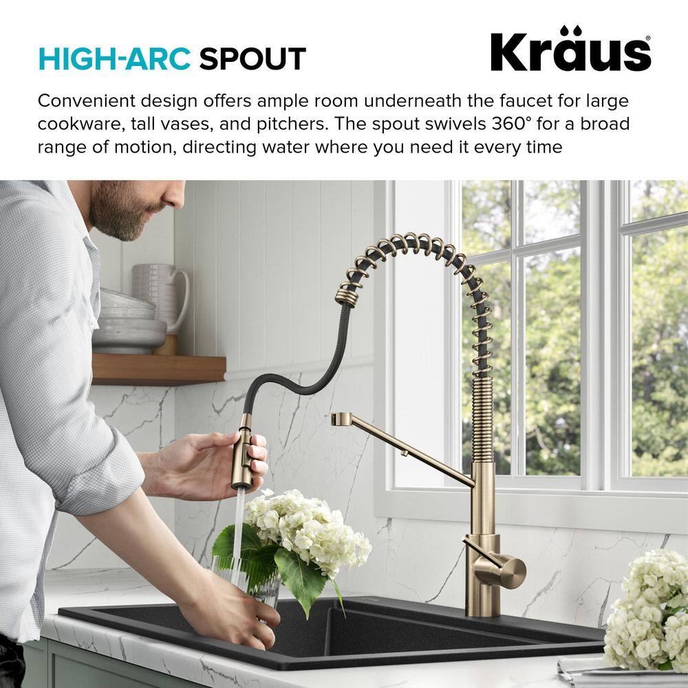 KRAUS Oletto 2-in-1 Commercial Style Pull-Down Single Handle Water Filter Kitchen Faucet in Matte Black KFF-2631MB