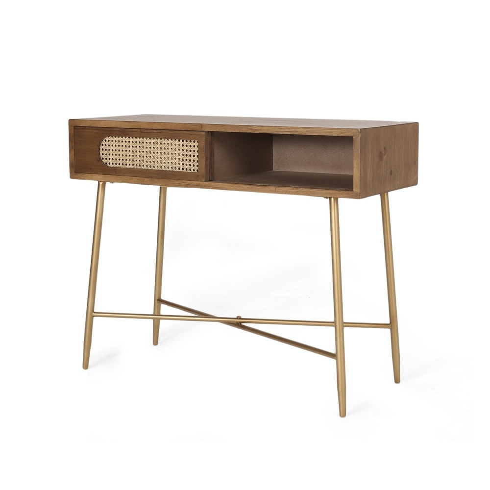 Tuttle Console Table with Wicker Accents by Christopher Knight Home