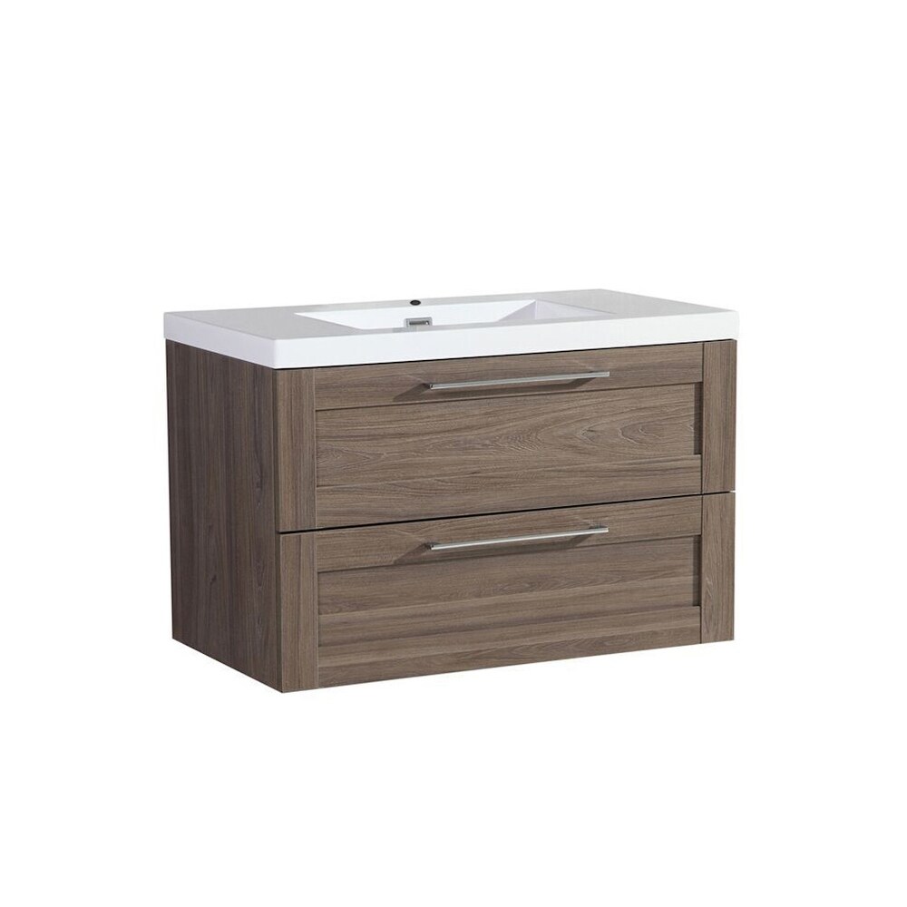 The Cosmo Elm Collection 36 Inch Floating Modern Bathroom Vanity