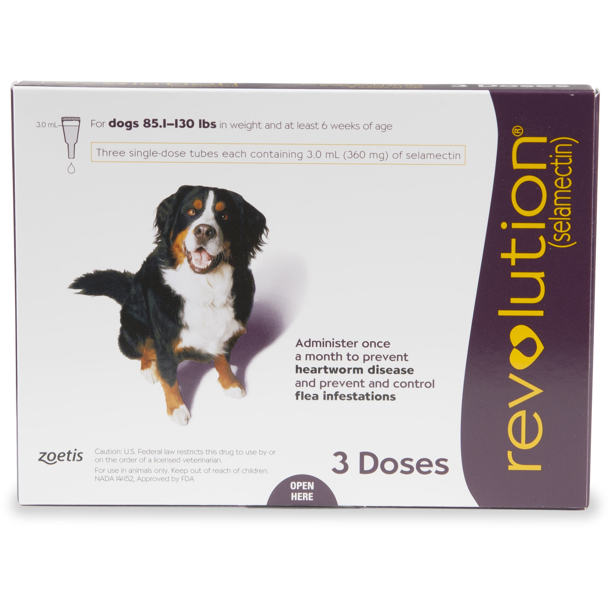 REVOLUTION Topical Solution for Dogs 85-130 lbs， 3 Month Supply