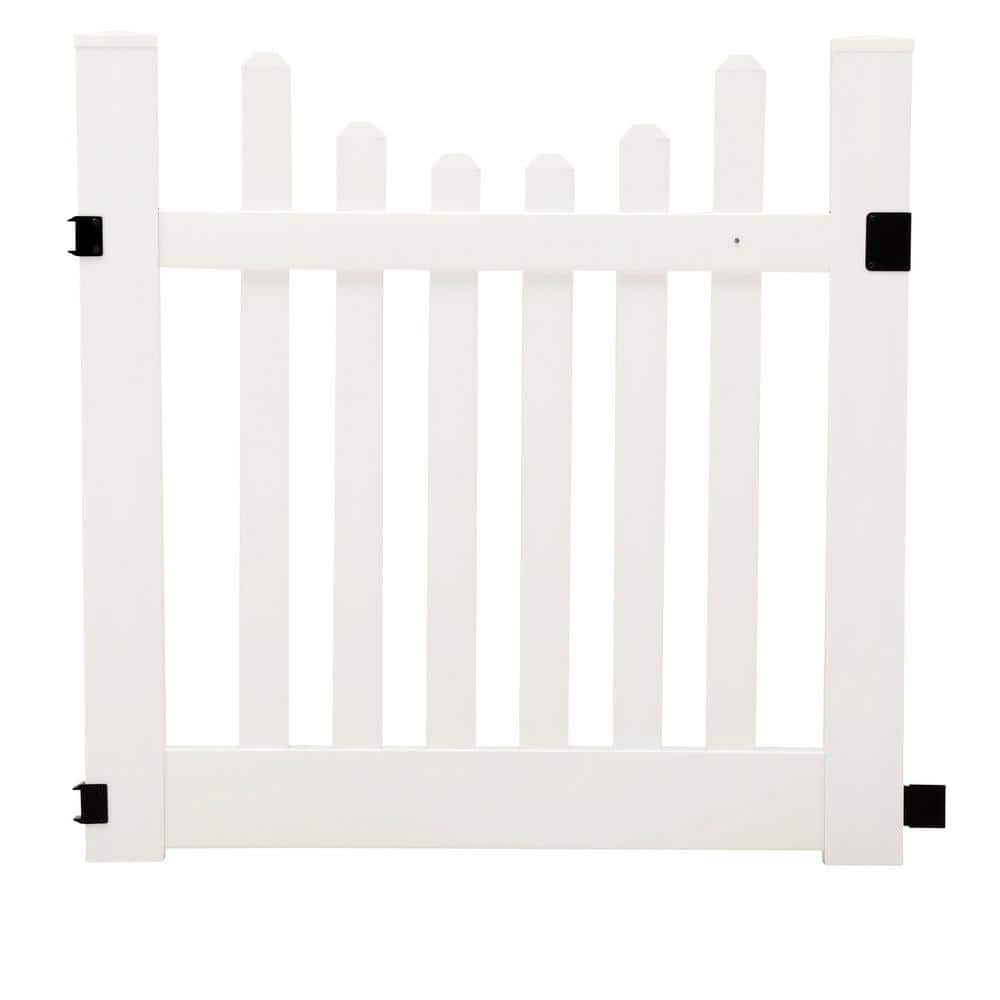 Barrette Outdoor Living Kettle Scallop 4 ft. W x 4 ft. H White Vinyl Un-Assembled Fence Gate 73014759