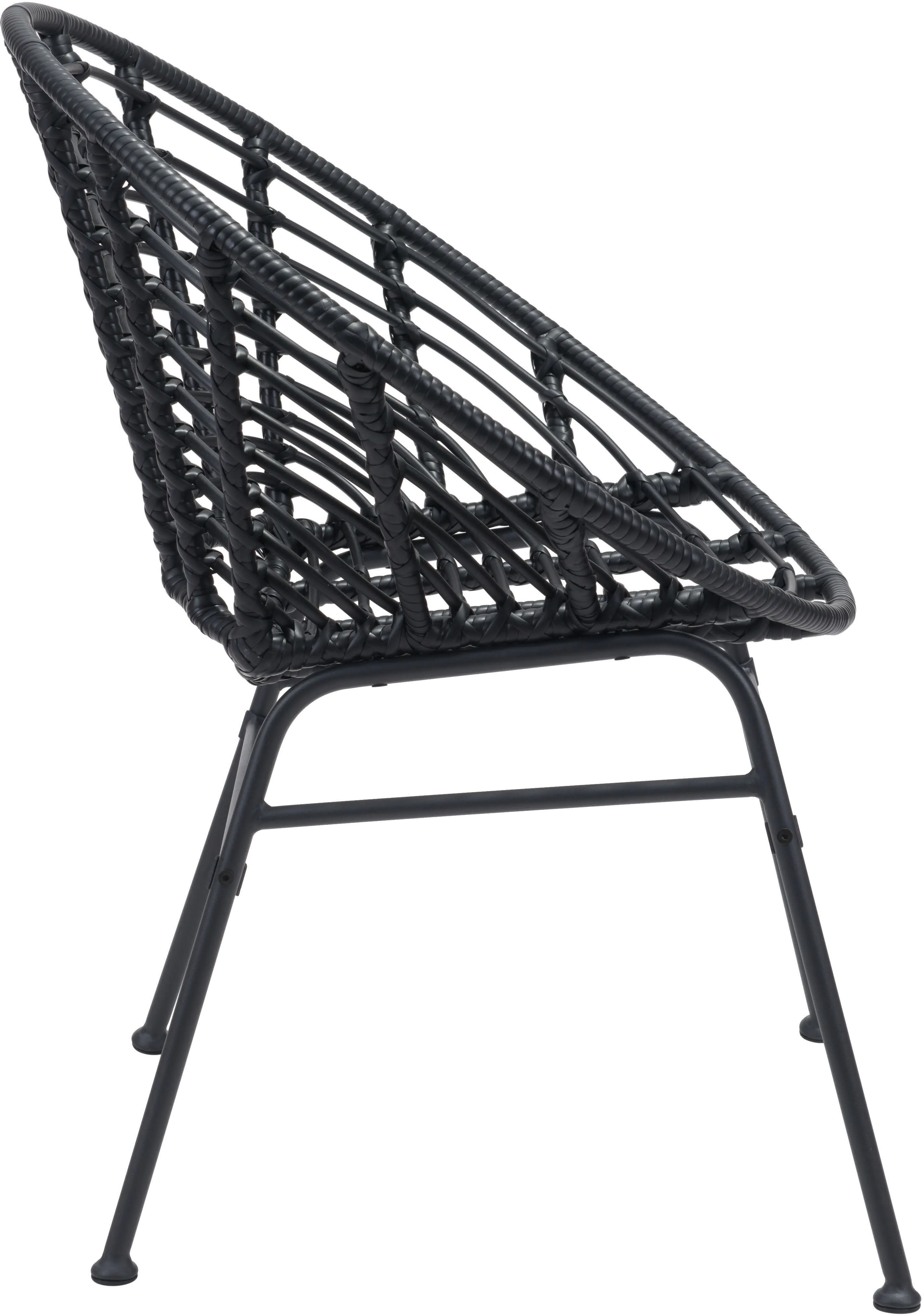 Pair of Black Modern Patio Dining Chairs - Cohen