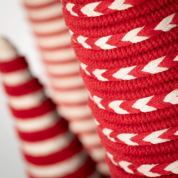 24.5H，18.5H and 12.5H Sullivans Christmas Red White Tabletop Cone Tree Set of 3，RedWhite