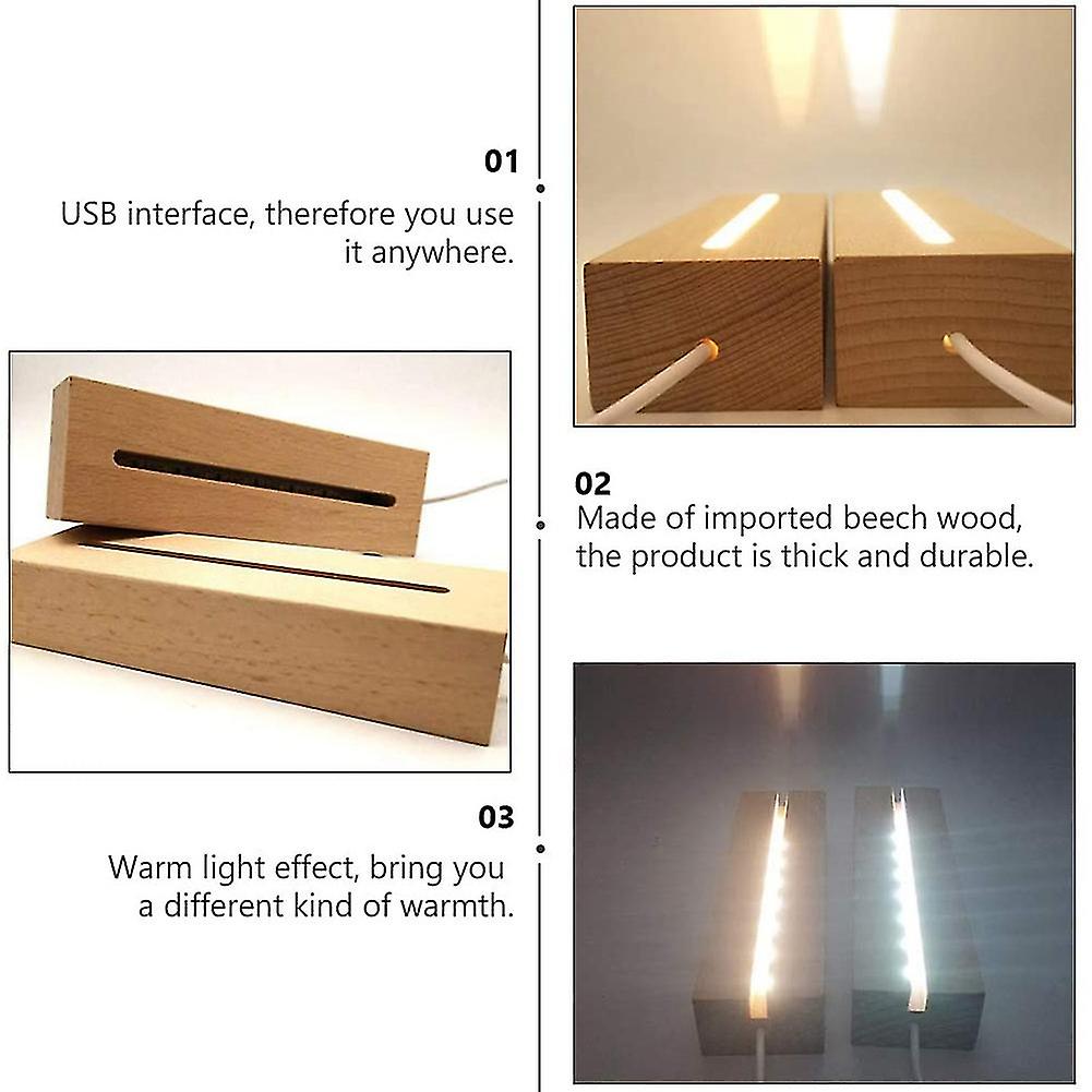 Wooden Rectangle Light Base，wood Led Display Base Pedestal Light Lamp Stand For Acrylic，crystal，nig