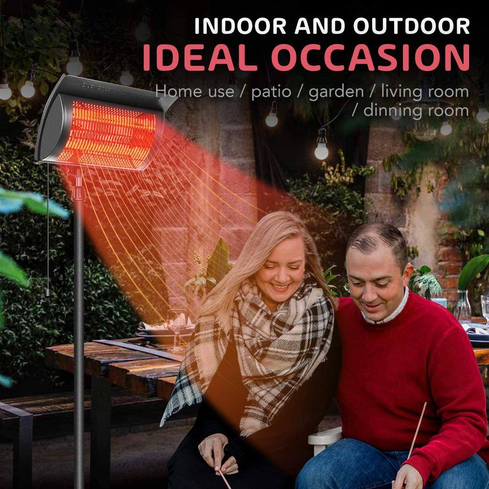 Afoxsos 750-Watt/1500-Watt Simple Deluxe Patio Large Standing Heater Outdoor Balcony with Overheat Protection HDMX1326