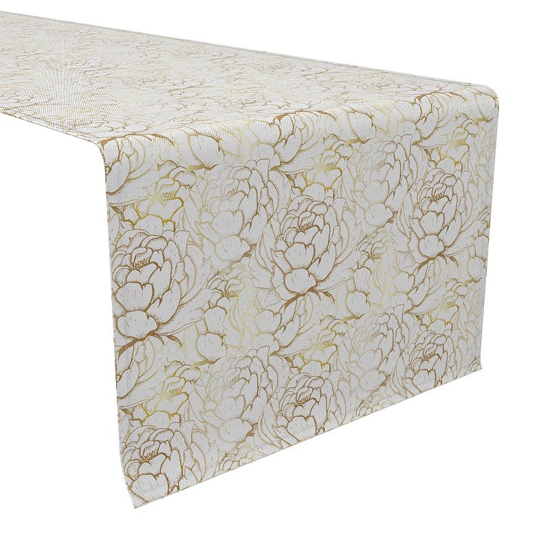 Table Runner， 100% Cotton， 16x108， Golden Peony