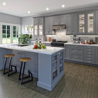 J COLLECTION Bristol Painted Slate Gray Shaker Assembled Wall Kitchen Cabinet (24 in. W x 30 in. H x 14 in. D) DSW2430-2-BR