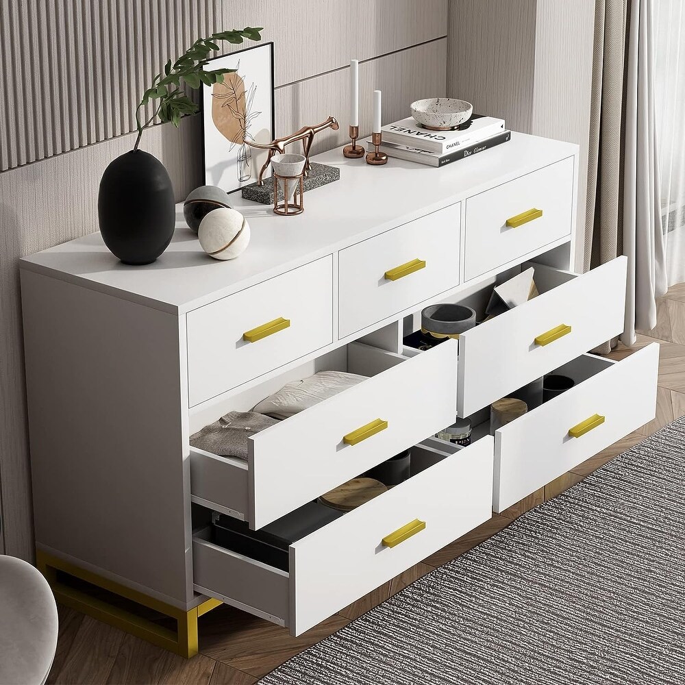 PAKASEPT White Dresser for Bedroom  7 Drawer Dresser