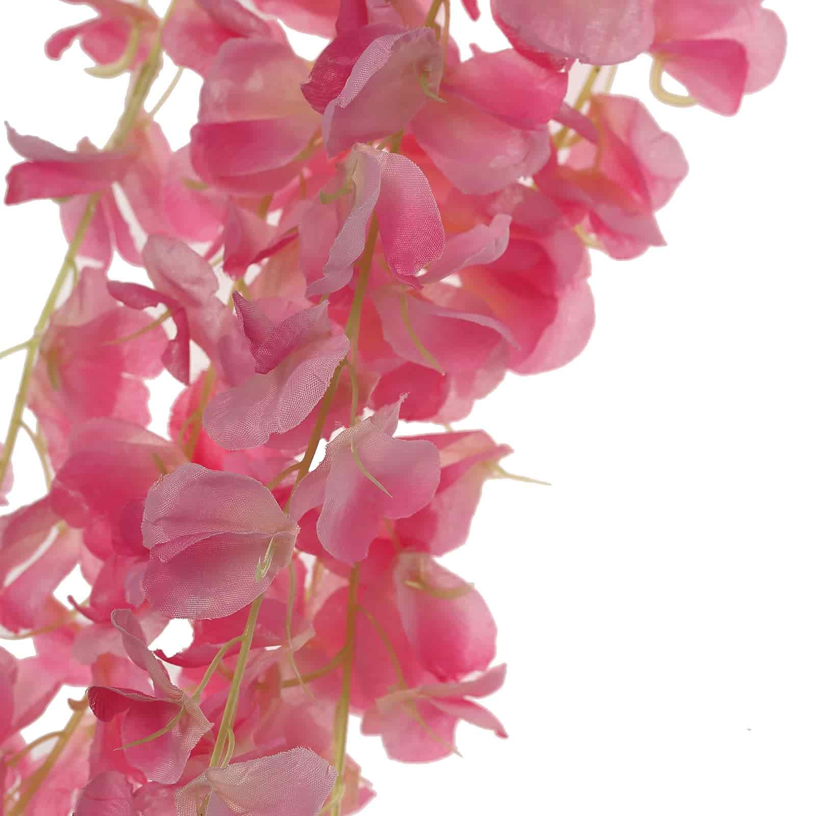 Pink Artificial Silk Hanging Wisteria Flower Garland Vines - Elaborated 5 Full Strands in 1 Bush 42