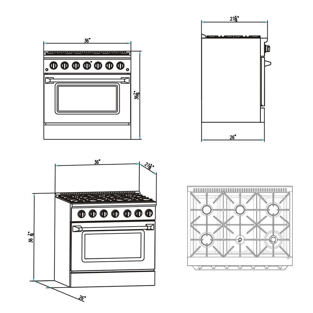 Empava 36 in. 5.2 cu.ft. Gas Range with Single Oven in Stainless Steel EMPV-36GR08