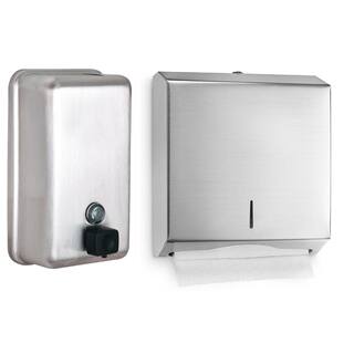 Alpine Industries Stainless Steel Multi-FoldC-Fold Paper Towel Dispenser and Vertical Manual Liquid Commercial Soap Dispenser Combo 481-423-PKG