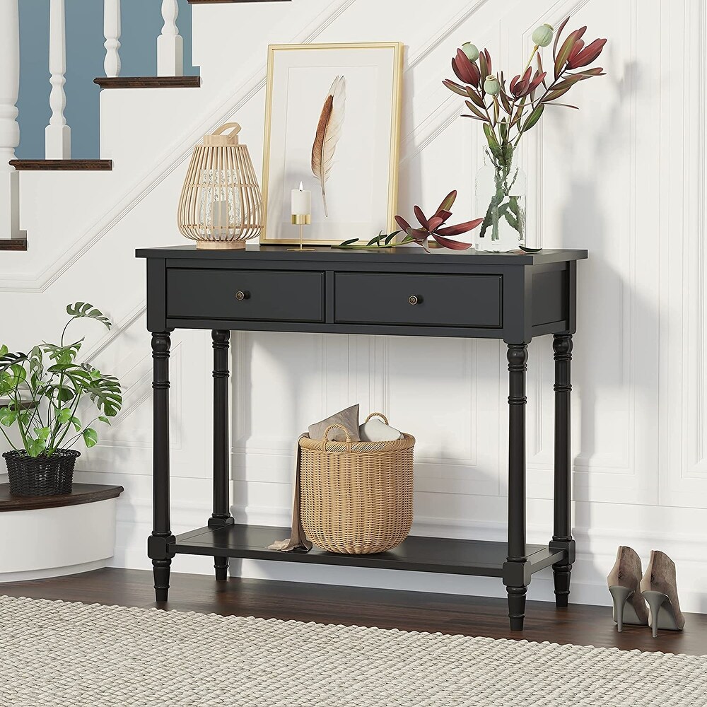 Entryway Table with Storage Drawers Console Table with Shelf