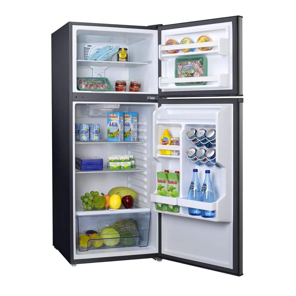 Galanz 100 cu ft Top Freezer Refrigerator with Dual Door Frost Free in Stainless Steel Look