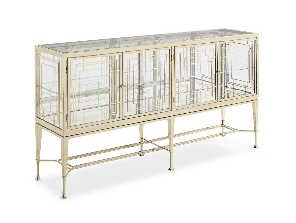 Worth Its Weight  Gold and Glass Console   Contemporary   Console Tables   by HedgeApple  Houzz