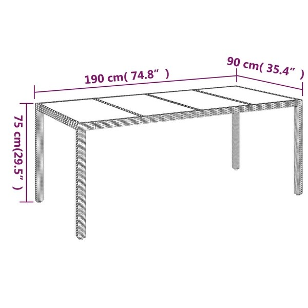 vidaXL Patio Table with Glass Top Black/Gray multisize Poly Rattan