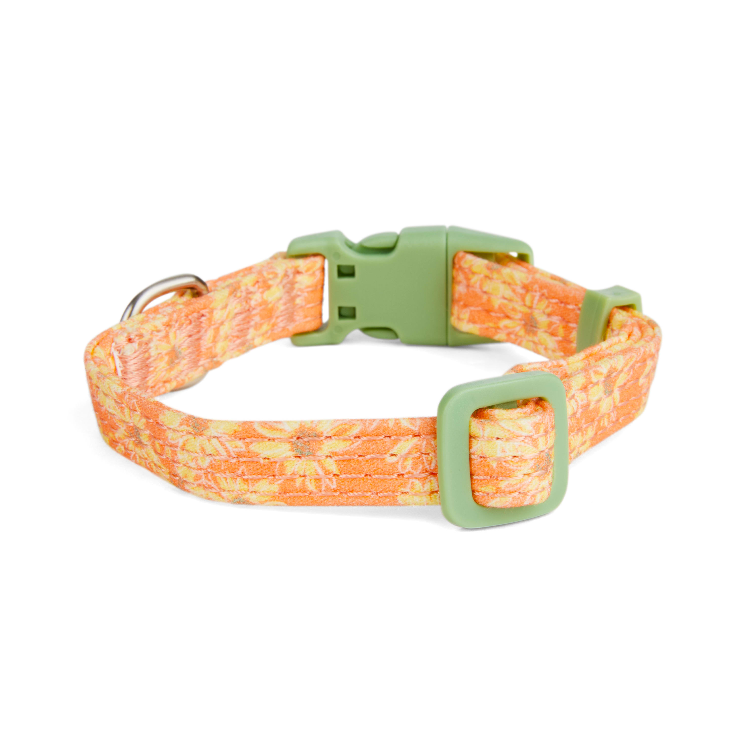 YOULY Orange Floral Small Dog Collar， XX-Small/X-Small