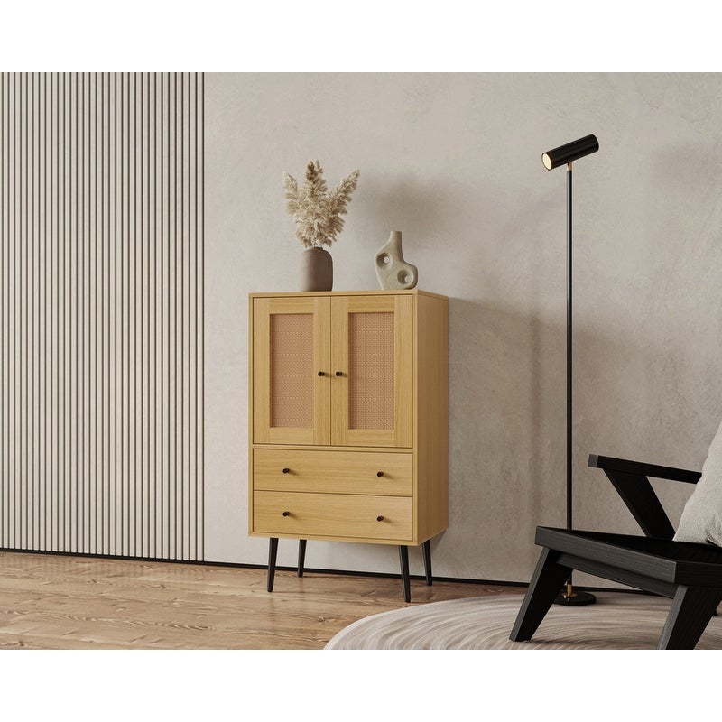 Wood Sideboard Buffet with 2 Drawers for Dining Room