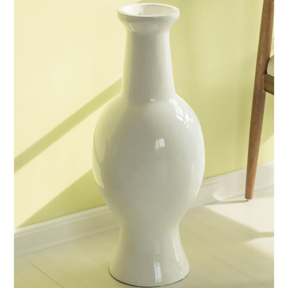 Modern Trumpet flower vase  White Unique Floor Vase  26 Inch Floor Vase  Home Interior Decoration  Modern Large Floor Vase