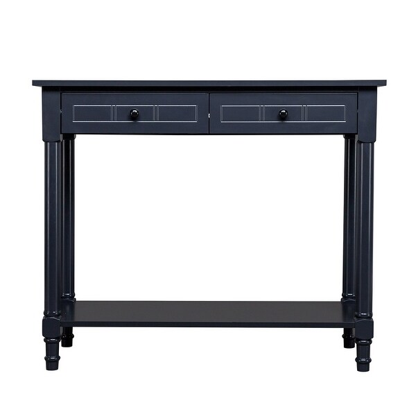 2-Tier Console Table with 2 Drawers， Sofa Table with Storage Shelves