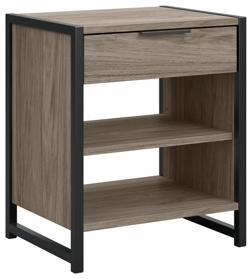 Atria Small End Table with Drawer and Shelves in Charcoal Gray   Engineered Wood   Side Tables And End Tables   by Homesquare  Houzz