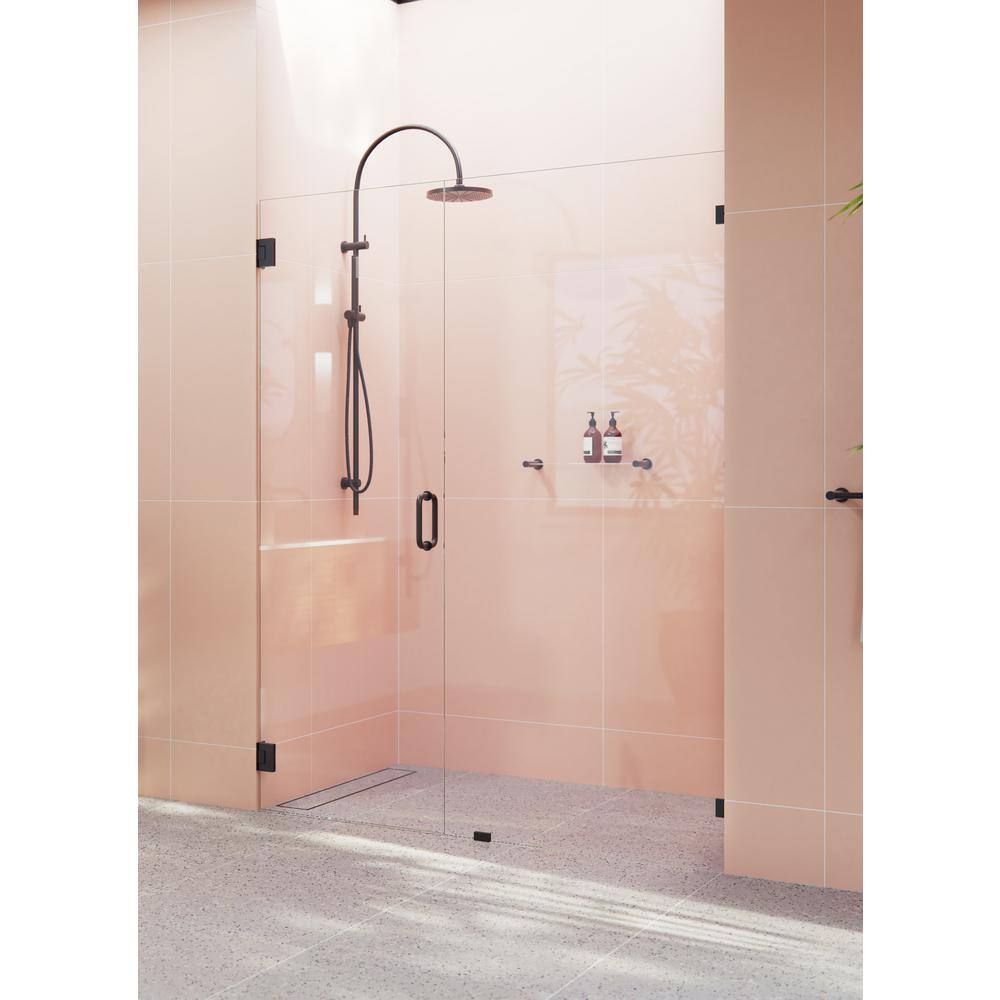 Glass Warehouse Illume 60 in. W x 78 in. H Wall Hinged Frameless Shower Door in Matte Black Finish with Clear Glass GW-WH-60-MB