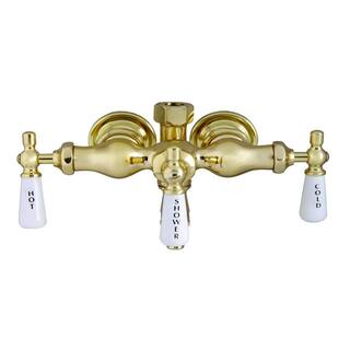 Pegasus 3-Handle Claw Foot Tub Faucet with Old Style Spigot and Sunflower Showerhead for Acrylic Tub in Polished Brass 4011-PL-PB