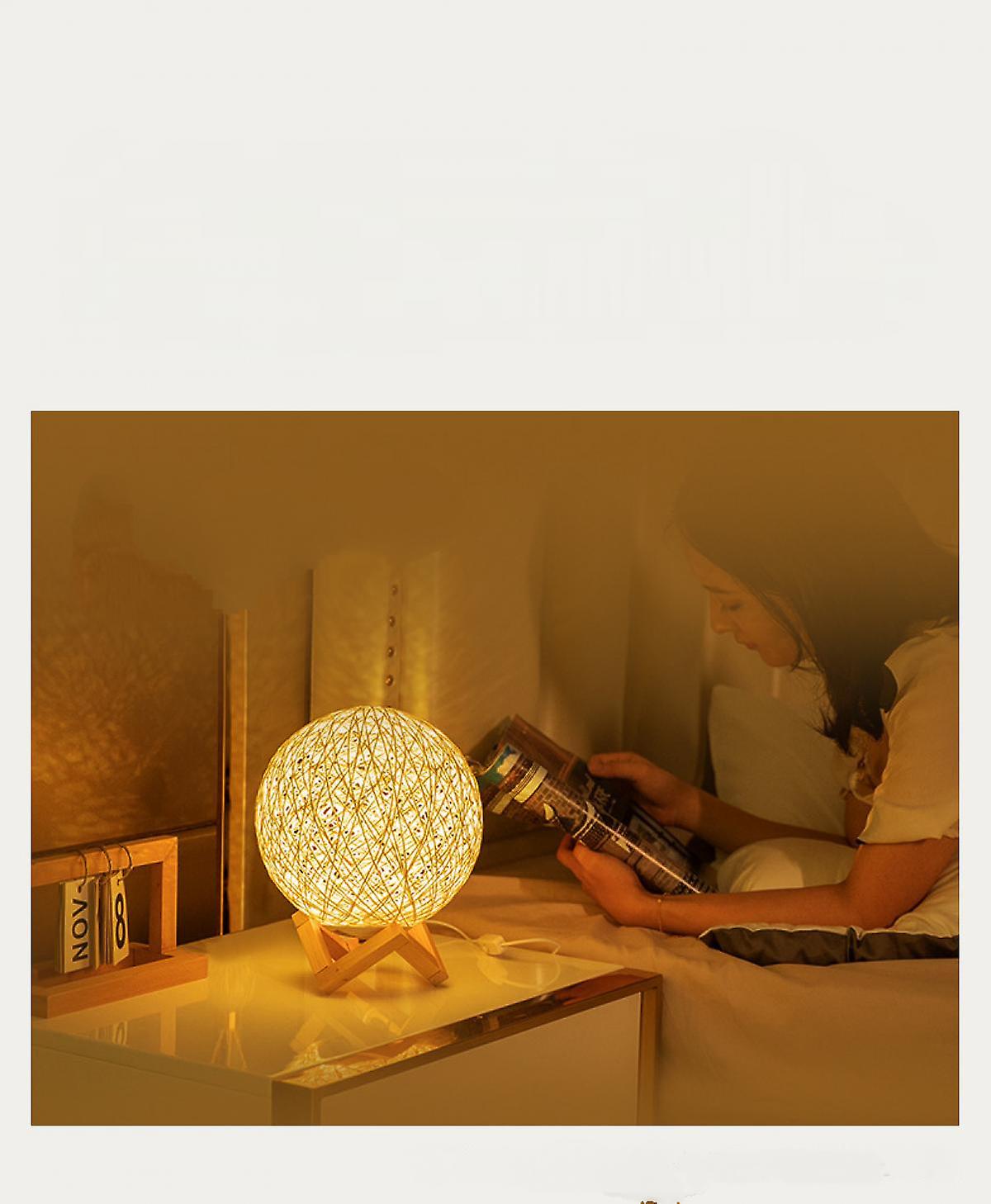 Led Rattan Ball Shape Night Light Creative Exquisite Night Lamp Romantic Desktop Decoration For Home Bedroom Living Room Decoration