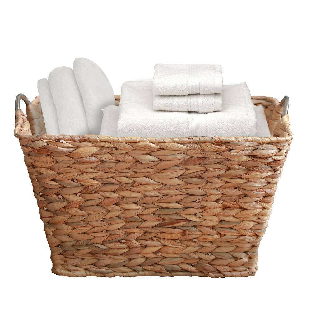 Vintiquewise Water Hyacinth Wicker Large Square Storage Laundry Basket with Handles QI003634.L