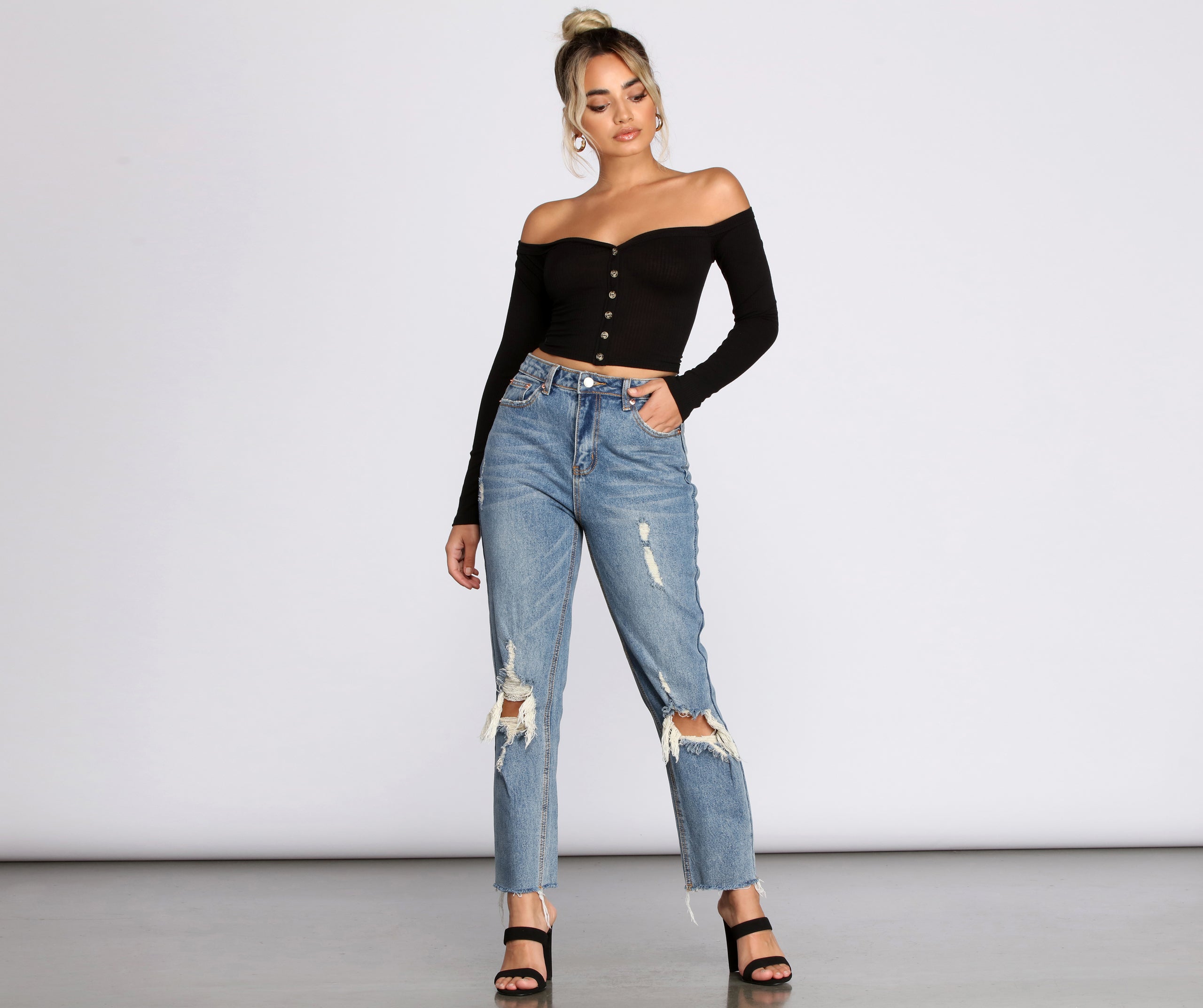 Off The Shoulder Ribbed Top