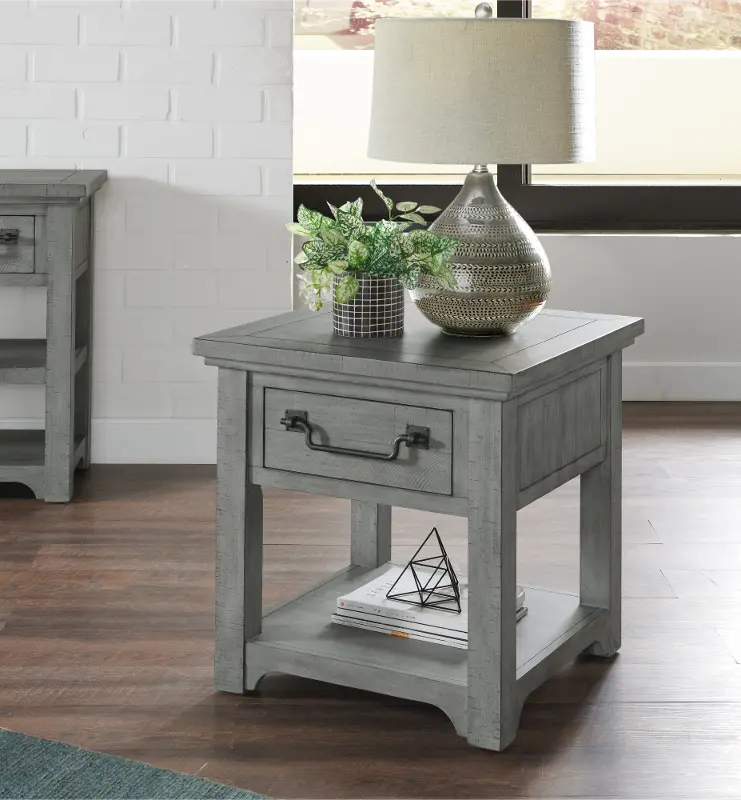 Beach House Gray End Table