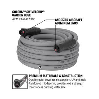 Flexzilla Colors Series 58 in. x 50 ft. Garden Hose 34 in. - 11 12 GHT Fittings in Slate Gray HFZC550GYS