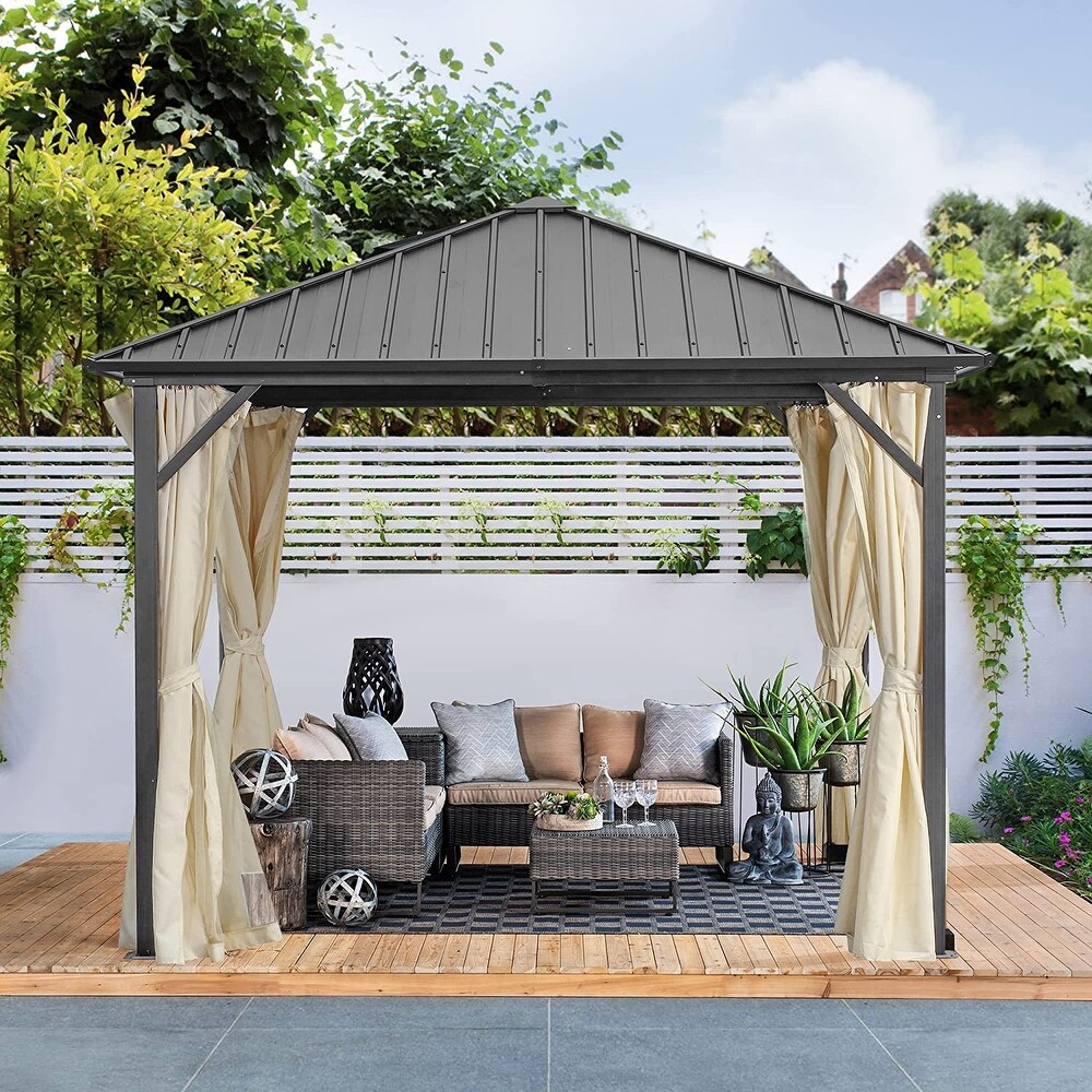 Outdoor Steel Gazebo Galvanized Steel Roof Aluminum Post Hardtop Gazebo