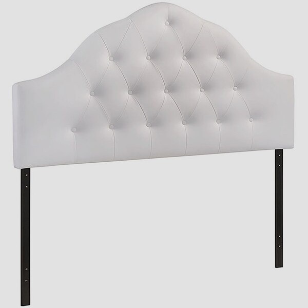 Brighton Full Size White Vinyl Upholstered Button Tufted Headboard - - 28355266