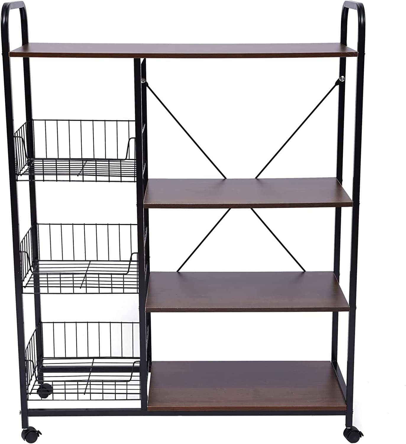 MONIPA Kitchen Baker’s Rack Utility Storage Shelf Free Standing Kitchen Organizer With Wheels for Spices， Pots， Pans and Oven