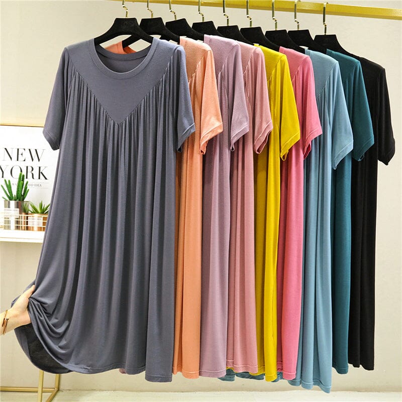 Super Soft Comfortable Short Sleeve Loose Pajama Dress