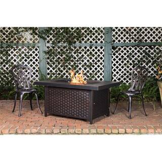 Fire Sense Baker 48 in. x 24 in. Rectangle Aluminum Propane Fire Pit Table in Antique Bronze 62747