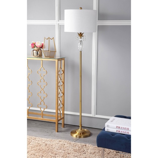 Crystal metal Adalyn Floor Lamp includes Led Light Bulb Gold Jonathan Y