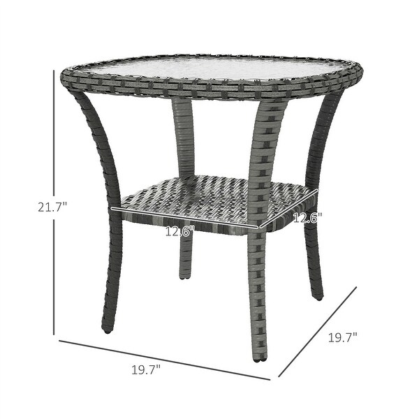 Outsunny Rattan Coffee Table，Wicker Side Table，Outdoor End Table