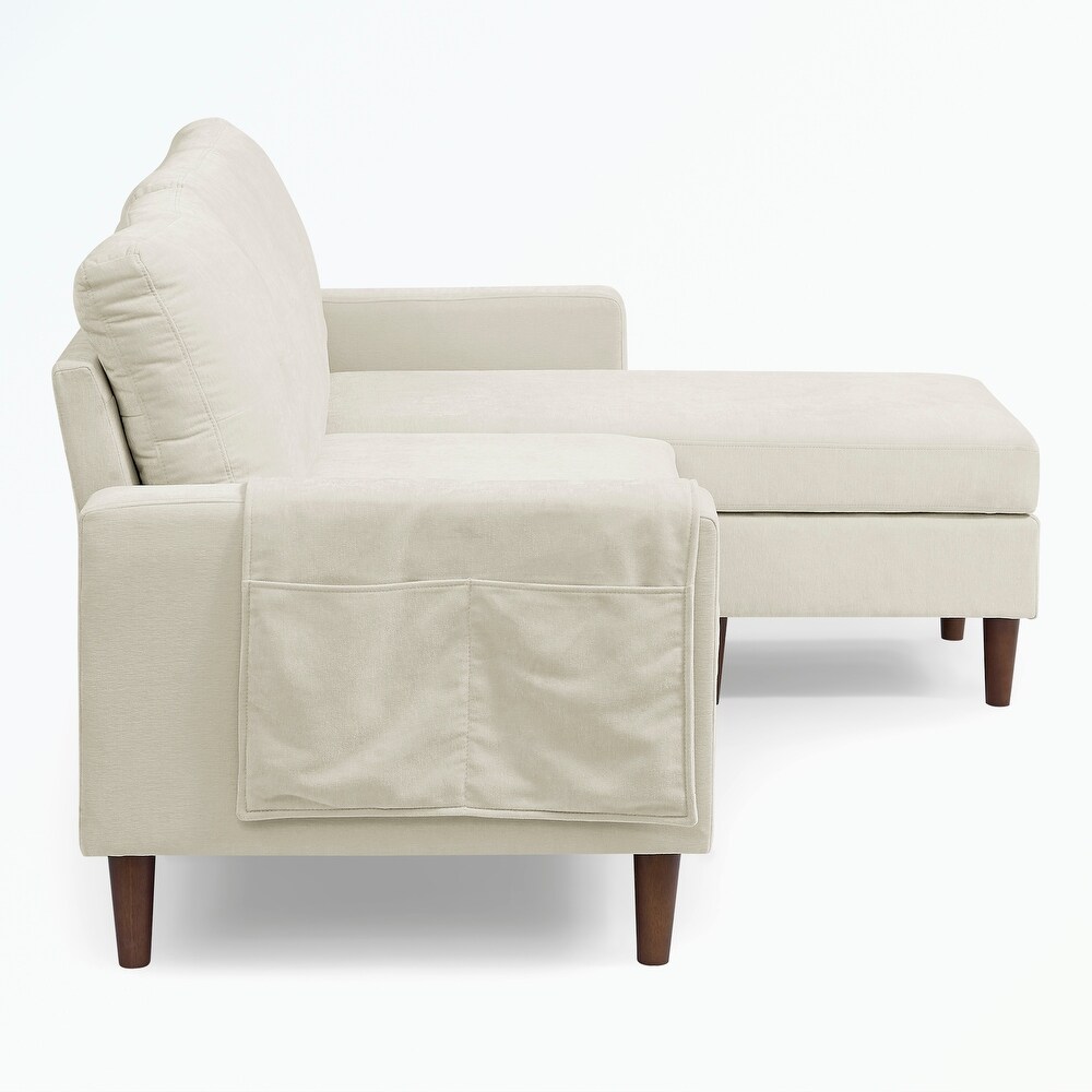 3 Seats L shape Chenille Sofa with Removable Cushions and Pocket