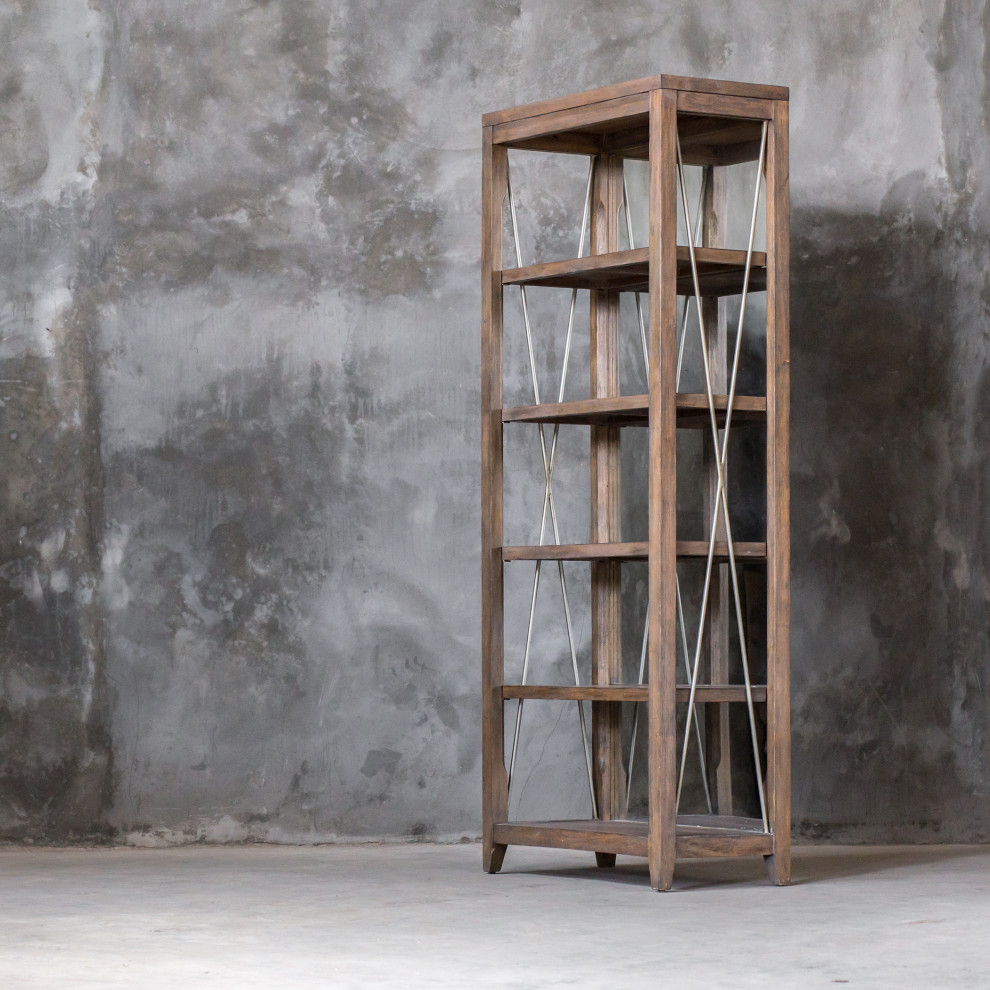 Uttermost Delancey Weathered Oak Etagere   Modern   Bookcases   by Zin Home  Houzz