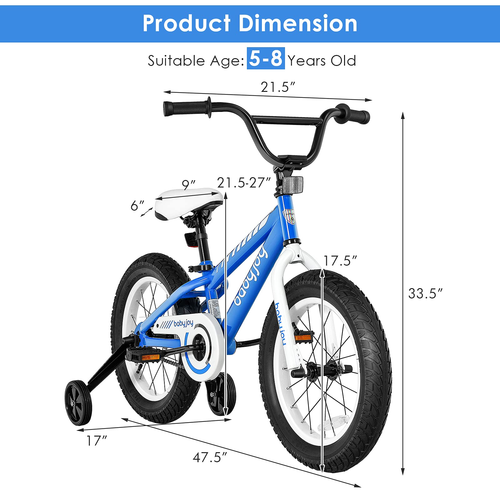 BABY JOY Kids Bicycle, 16