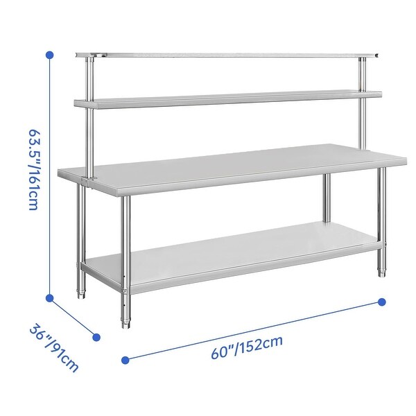 Stainless Steel Table with Overshelf，60