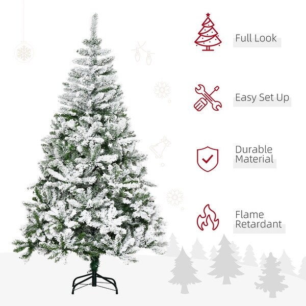 HOMCOM Artificial Snow Flocked Christmas Tree with Stand