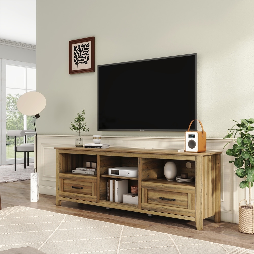 70.08 Inch TV Stand with 2 Drawers and 4 Storage Compartment