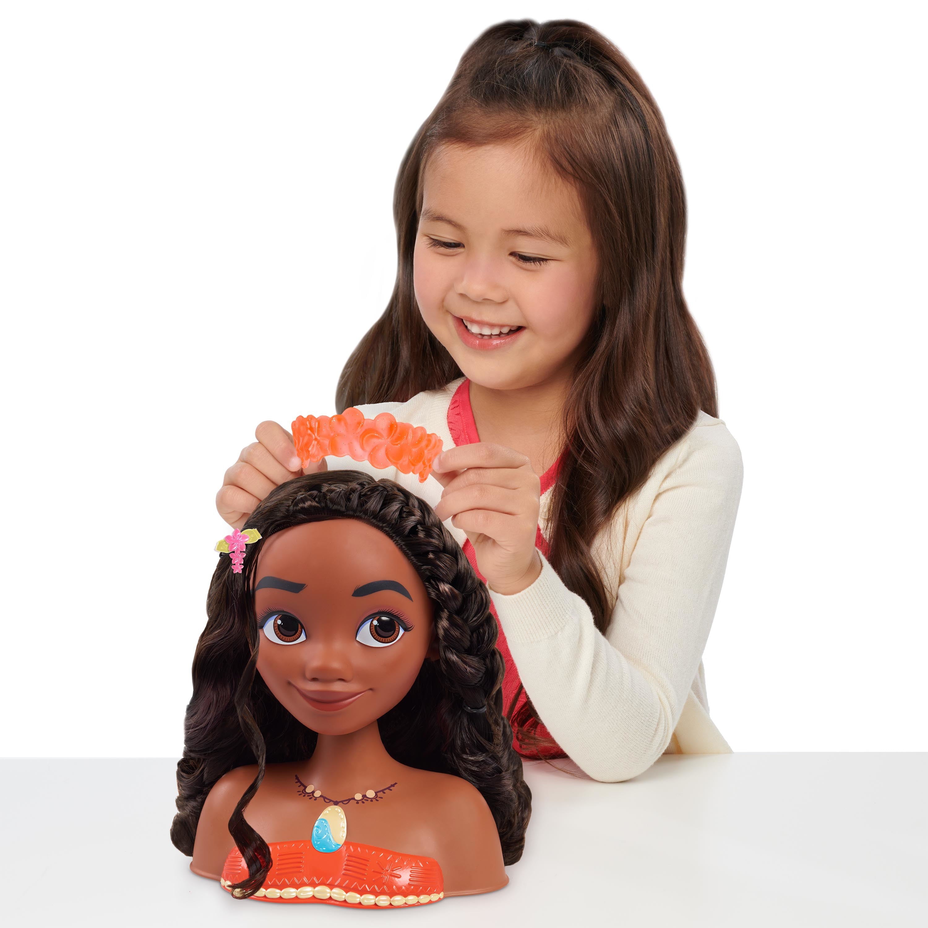 Disney Princess Moana Styling Head, 18-pieces, Pretend Play, Officially Licensed Kids Toys for Ages 3 Up, Gifts and Presents