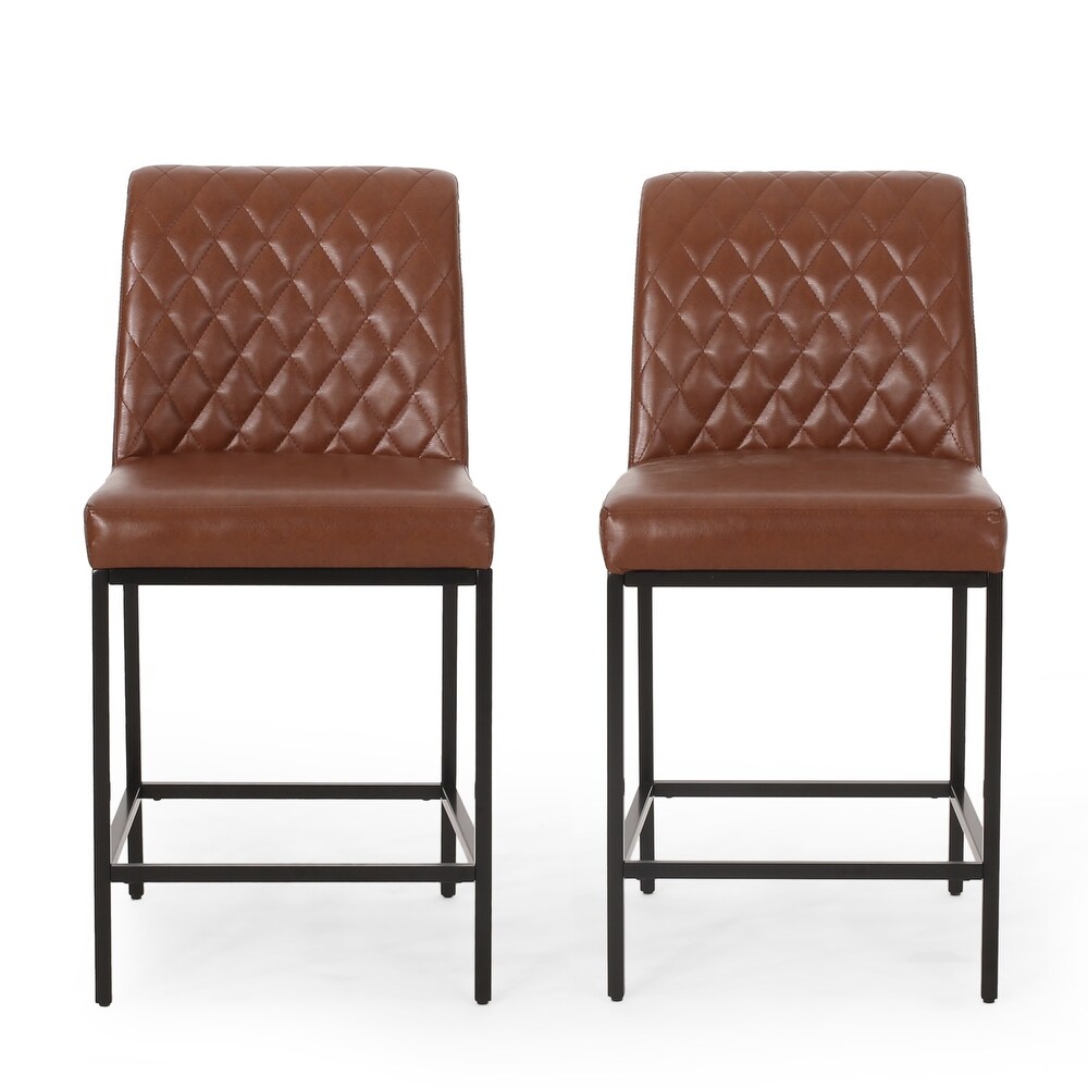 Osgood Contemporary Diamond Stitch Counter Stools (Set of 2) by Christopher Knight home