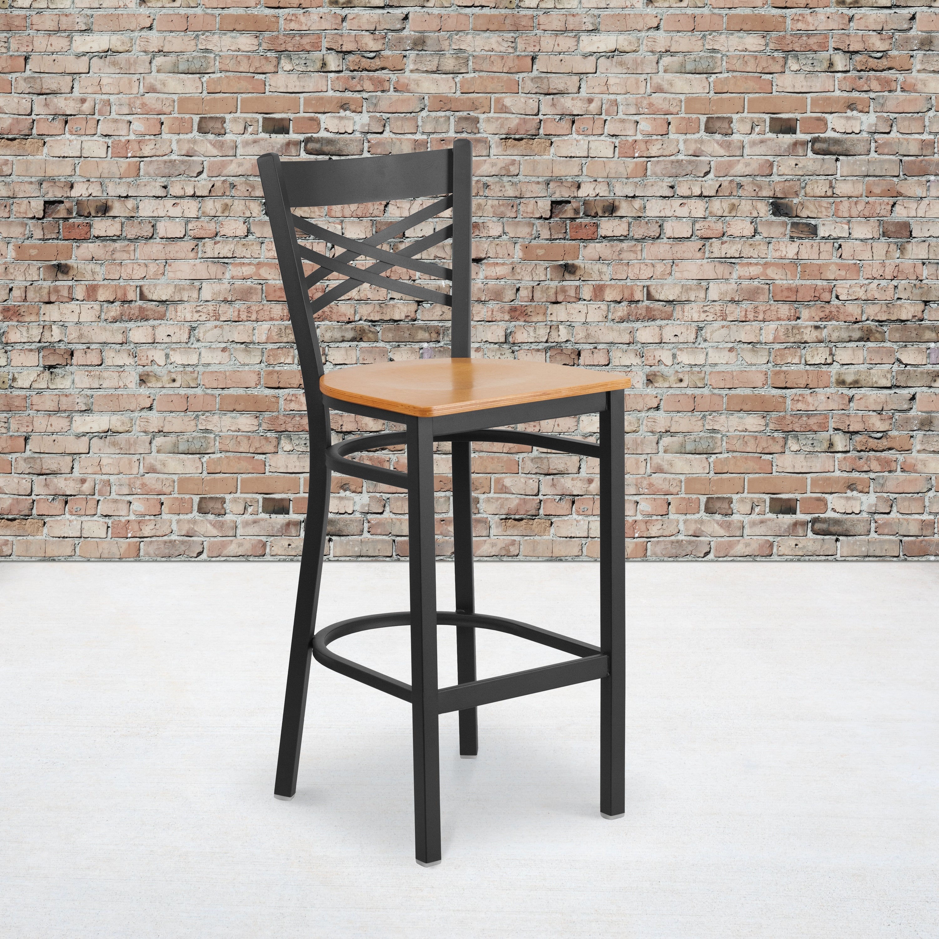 X'' Back Metal Restaurant Barstool - 17